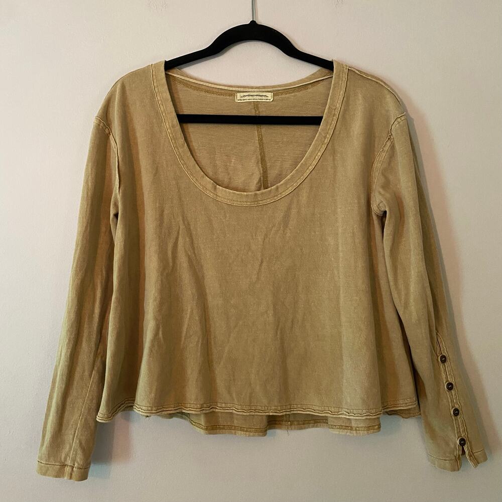 We The Free Tan Brown Cropped Loungewear Long Sleeve Top Women's size XS